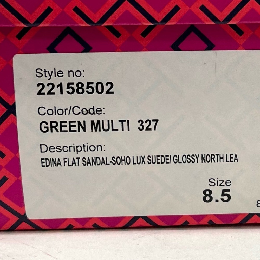 Tory Burch Edina Green Leather Colorblock Slingback Soho Lux Sandals Women’s 8.5 - Picture 16 of 16